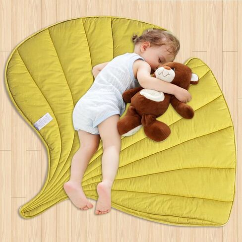 SVICCOOKQ 3D Leaves Shaped Pet Blanket Cushion Kids Activity Rug Washable Plush Blankets for Dog Blankets and Cat Blanket, Couch(44"x44.5",Yellow) in Saudi Arabia