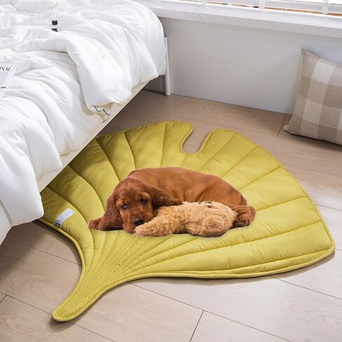 SVICCOOKQ 3D Leaves Shaped Pet Blanket Cushion Kids Activity Rug Washable Plush Blankets for Dog Blankets and Cat Blanket, Couch(44"x44.5",Yellow) in Saudi Arabia