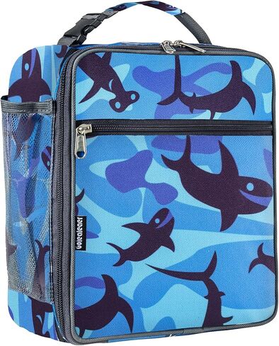 حقيبة غداء للصبي الصغير، صندوق غداء قابل لإعادة الاستخدام للأطفال، حقيبة غداء معزولة بطباعة سمك القرش مع إبزيم، حقيبة غداء صغيرة خفيفة الوزن، حقيبة غداء كرتونية لمحبي المحيط، مبرد صغير للعودة إلى المدرسة in Kuwait