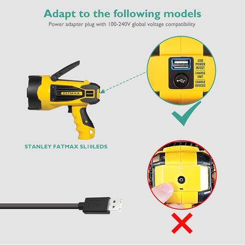 شاحن سبوت سبوت ستانلي فات ماكس 5 فولت، محول لناوي متوافق مع ستانلي فات ماكس SL10LEDSL SL10LEDS TL600PS TL600PSC TL450PS زيرو تريس، مزود طاقة USB in Kuwait