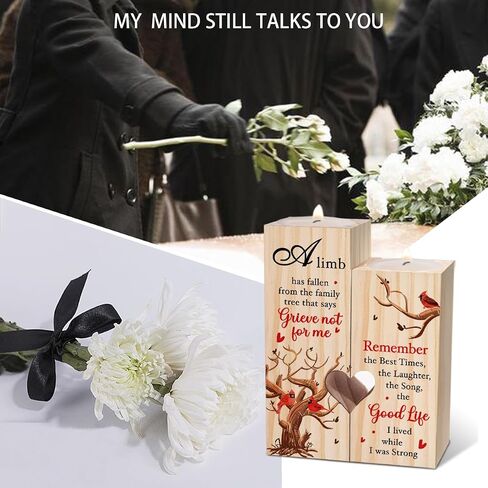 WUUCKOO A Limb Has Fallen Heart Wooden Candle Holder, Sympathy Gift for Loss of Mother Father Grandparent, Christmas Memorial Gift for Bereaved, Cardinal Condolence Grieving Gift for Loss of Loved One in Saudi Arabia