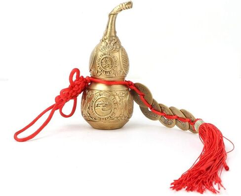 نحاس نقي وو لو Cucurbit مع 5 عملات معدنية الحظ الجيد الصيني هو لو القرع مكتب غرفة نوم سيارة الحلي in Saudi Arabia