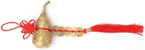 نحاس نقي وو لو Cucurbit مع 5 عملات معدنية الحظ الجيد الصيني هو لو القرع مكتب غرفة نوم سيارة الحلي in Saudi Arabia