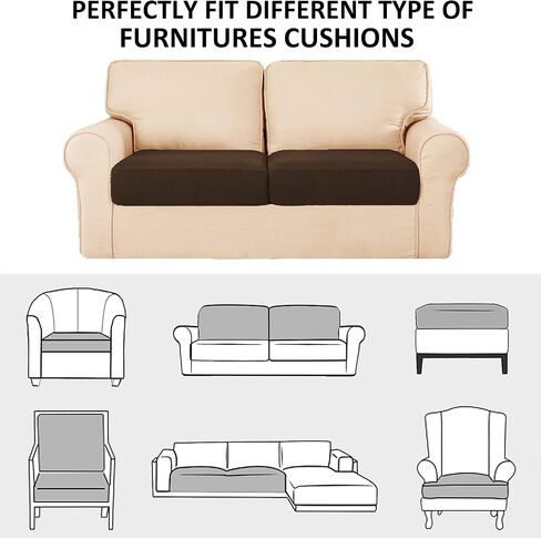 أغطية وسائد أريكة طاردة للماء من NC HOME، أغطية فردية لوسائد الأريكة (3 قطع، رمادي فاتح) in Kuwait