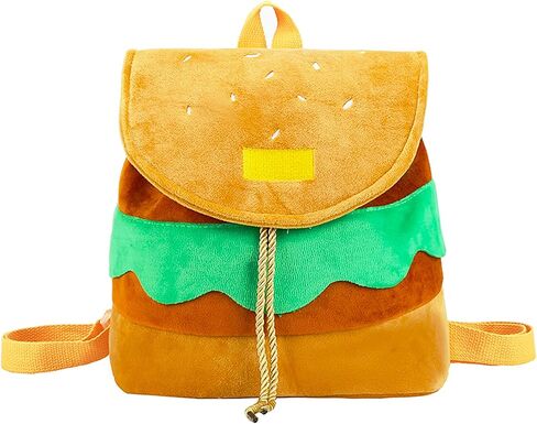 Mewcho Cheeseburger Backpack Funny Novelty Burger Plush Backpack Food purse Mini Y2k Drawstring Cute Hamburger Small Bag Gift for Adults Girls Boys 12.2'' in Kuwait