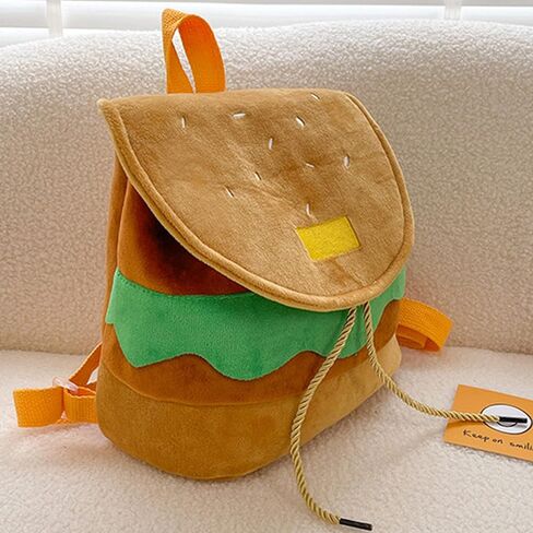 Mewcho Cheeseburger Backpack Funny Novelty Burger Plush Backpack Food purse Mini Y2k Drawstring Cute Hamburger Small Bag Gift for Adults Girls Boys 12.2'' in Kuwait