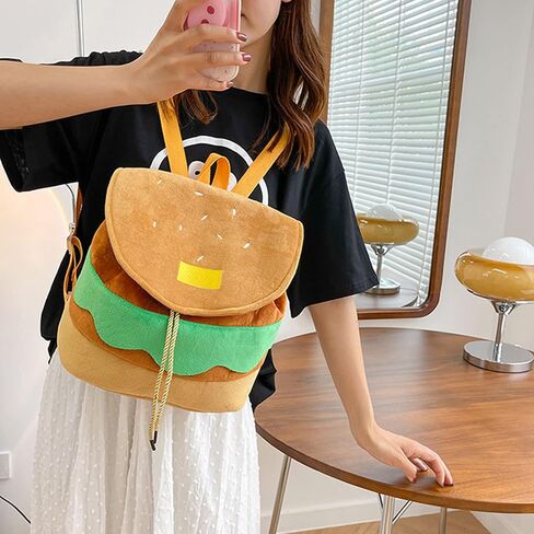 Mewcho Cheeseburger Backpack Funny Novelty Burger Plush Backpack Food purse Mini Y2k Drawstring Cute Hamburger Small Bag Gift for Adults Girls Boys 12.2'' in Kuwait