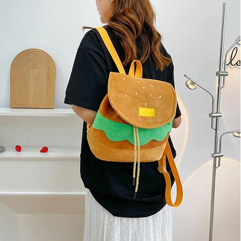 Mewcho Cheeseburger Backpack Funny Novelty Burger Plush Backpack Food purse Mini Y2k Drawstring Cute Hamburger Small Bag Gift for Adults Girls Boys 12.2'' in Kuwait
