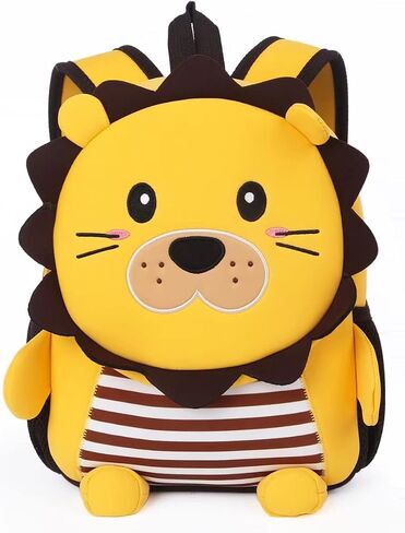 JoyRokaro Cute Toddler Backpack - Waterproof Preschool Backpack Lunch Bag for Kids 3-6 - 3D Neoprene Cartoon Animal Schoolbag for Toddlers - Lion Backpack for 3 4 5 6 Years Boys Girls Gift in Saudi Arabia