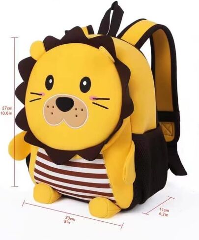JoyRokaro Cute Toddler Backpack - Waterproof Preschool Backpack Lunch Bag for Kids 3-6 - 3D Neoprene Cartoon Animal Schoolbag for Toddlers - Lion Backpack for 3 4 5 6 Years Boys Girls Gift in Saudi Arabia