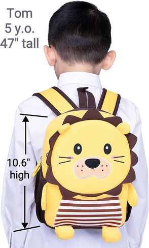 JoyRokaro Cute Toddler Backpack - Waterproof Preschool Backpack Lunch Bag for Kids 3-6 - 3D Neoprene Cartoon Animal Schoolbag for Toddlers - Lion Backpack for 3 4 5 6 Years Boys Girls Gift in Saudi Arabia