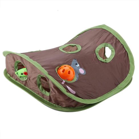 TOPINCN Cat Toy 9 Mouse Holes Pet Cat Interactive Toy Intelligence Trainning with Bell Ball Folding Creative Vocal Cat Mice Toy Hide Seek Toys in Saudi Arabia