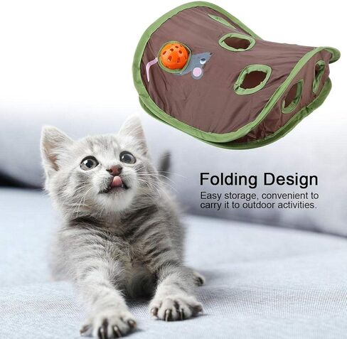 TOPINCN Cat Toy 9 Mouse Holes Pet Cat Interactive Toy Intelligence Trainning with Bell Ball Folding Creative Vocal Cat Mice Toy Hide Seek Toys in Saudi Arabia