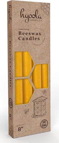 Hyoola 6" Beeswax Taper Candles - 6 Hour Burn Time - Yellow Beeswax Candles - 4 Pack in Kuwait