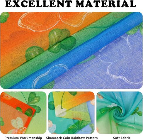 ستائر عيد القديس باتريك الشفافة لغرفة المعيشة بطول 84 بوصة لوحتين، ستائر شامروك قوس قزح الحظ الثروة الأيرلندية تصميم البرسيم ستائر قضيب الجيب معالجة نافذة لغرفة النوم وغرفة الطعام in Kuwait