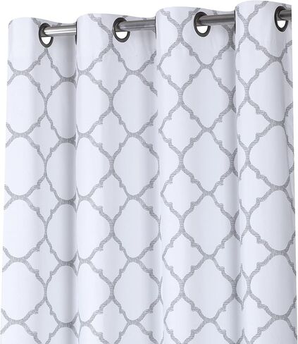 Regal Home Collections Meridian Energy Efficient/Room Darkening/Noise Reducing/Thermal Lattice Chic Foamback Grommet Curtains, 2 Pack, Assorted Colors, (Grey) in Kuwait