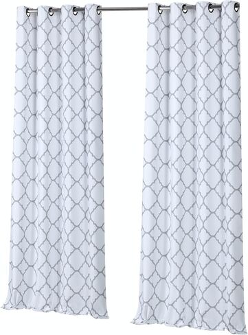 Regal Home Collections Meridian Energy Efficient/Room Darkening/Noise Reducing/Thermal Lattice Chic Foamback Grommet Curtains, 2 Pack, Assorted Colors, (Grey) in Kuwait