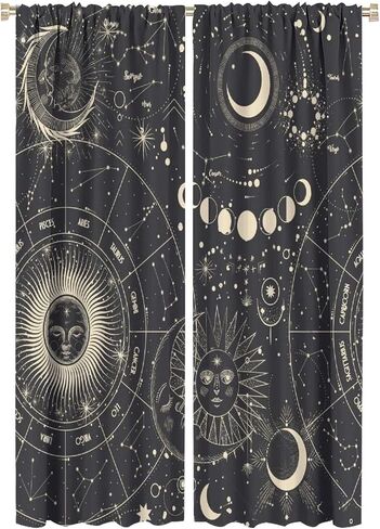 NC Sun Moon Star Sun Goddess Psychedelic Theme Modern Beautiful Window Curtains Bedroom Living Room Kitchen Decoration 42x45in in Saudi Arabia