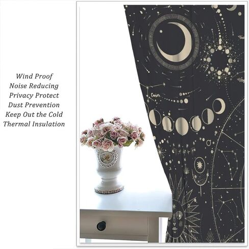NC Sun Moon Star Sun Goddess Psychedelic Theme Modern Beautiful Window Curtains Bedroom Living Room Kitchen Decoration 42x45in in Saudi Arabia