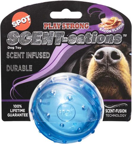 SPOT Play Strong Scent-sations Bacon Flavor Small Ball 2.75" | Dog Toys for Aggressive Chewers |Ball | Chew Toys for Aggressive Dogs | Interactive Dog Toy | Dog Chew Toys for Aggressive Chewers, Blue in Saudi Arabia