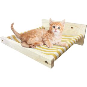 Fhiny Cat Hammocks Wall Mounted Indoor Cats Wall Shelves Kitten Sturdy Soft Wood Modern Beds and Perches Furniture for Small Cats Climbing, Playing, Sleeping, Lounging Brown 15.7 x 13.7 in Kuwait