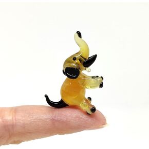 Elephant Tiny Micro Figurines Hand Blown Glass Art Animals Collectible Gift Home Décor, Sit (Amber) in Kuwait