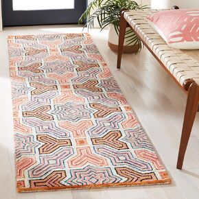 سجادة SAFAVIEH Aspen Collection - 2'3" x 7'، وردي وبرتقالي، صوف بوهو مصنوع يدويًا، مثالية للمناطق ذات حركة المرور العالية في غرفة المعيشة وغرفة النوم (APN260U) in Saudi Arabia