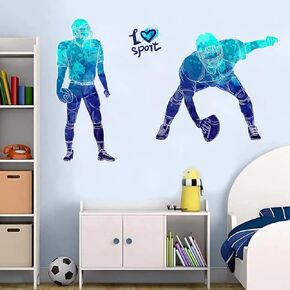 وويينيس ملصق حائط للاعب كرة القدم بالوان مائية زرقاء للاعب الرياضي، ملصقات حائط قابلة للازالة للتقشير واللصق، ملصقات حائط قابلة للازالة لغرفة المعيشة وغرفة اللعب وغرفة الاطفال in Kuwait
