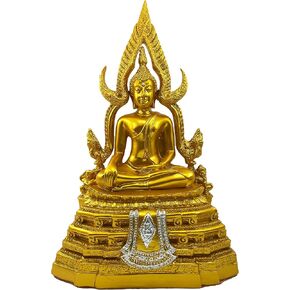 BUDDHO Chinnaraj Buddha Statue 12" H. Gold Thai Buddha Statue for Home Decor Buddha Sculpture Small Gift Office Gift Office Decor Figurines Meditation Decor Outdoor Statue in Kuwait