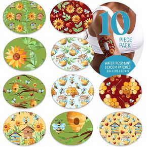 Dexcom Adhesive Mix Design - Adhesive Patches with Split Backing, Easy to Apply x 10 Pack - Bee Design.