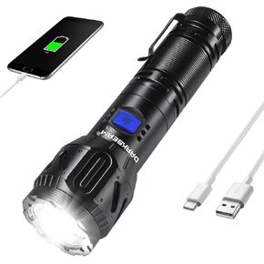 مصباح يدوي LED DARKBEAM قابل لإعادة الشحن USB - C 750000LM فائق السطوع، مع 5 أوضاع وإخراج طاقة متنقلة - تركيز قابل للتعديل، مقاوم للماء يدوم طويلاً - التخييم، الاستخدام في حالات الطوارئ، المشي لمسافات طويلة in Kuwait
