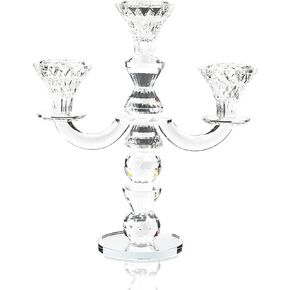 Glass Candle Holders, 3-Armed Crystal Candlesticks (8.5 x 10 x 3.5 In) in Kuwait