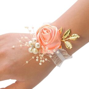 Snadulor 1 Pcs Wrist Flower,Wedding Bridesmaid Bride Wrist Corsage Decoration Hand Flower,Royal Blue