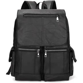 ENYIWH Men Backpack Purse Leather Vintage Multi Pockets Travel Bag Laptop Large Capacity Business Casual(Light Brown) in Saudi Arabia