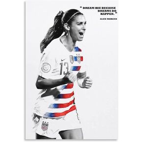 ملصق FANCHUANG Alex Morgan للفتيات في غرفة النوم، ملصقات ورقية لكرة القدم لديكور المنزل، ملصقات تحفيزية موقعة على طراز غير الإطار 12 × 18 بوصة (30 × 45 سم) in Kuwait