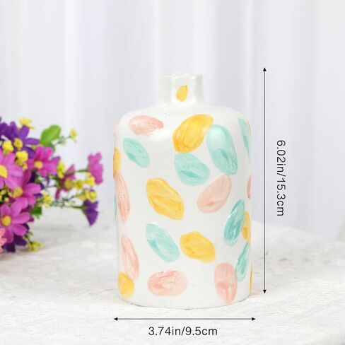 Colorful Ceramic Vase for Modern Home Decor, Flower Vase, Cute Vase for Room Decoration Aesthetics, Unique Small Vase Suitable for Centerpiece, Vase for Home,Office,Farmhouse,Shelf,Table,Bookshelf in Saudi Arabia