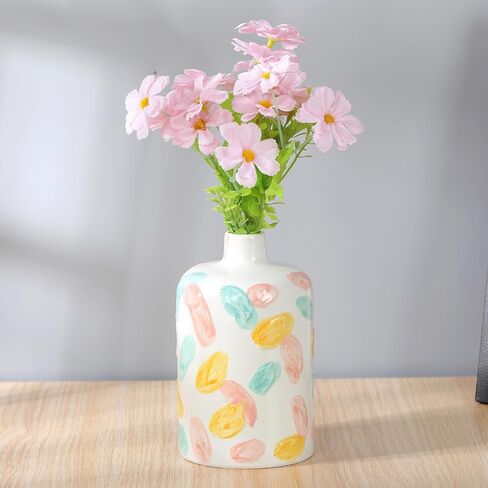 Colorful Ceramic Vase for Modern Home Decor, Flower Vase, Cute Vase for Room Decoration Aesthetics, Unique Small Vase Suitable for Centerpiece, Vase for Home,Office,Farmhouse,Shelf,Table,Bookshelf in Saudi Arabia