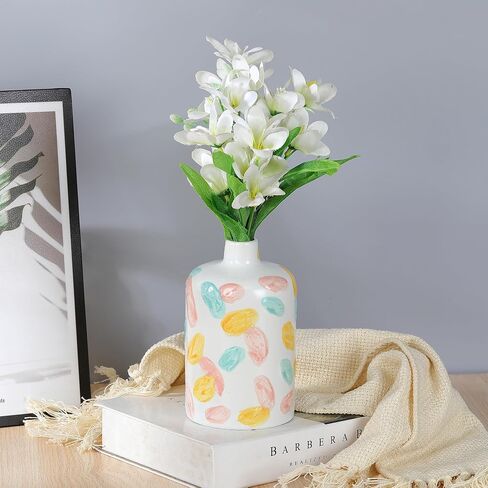 Colorful Ceramic Vase for Modern Home Decor, Flower Vase, Cute Vase for Room Decoration Aesthetics, Unique Small Vase Suitable for Centerpiece, Vase for Home,Office,Farmhouse,Shelf,Table,Bookshelf in Saudi Arabia