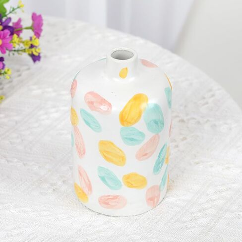 Colorful Ceramic Vase for Modern Home Decor, Flower Vase, Cute Vase for Room Decoration Aesthetics, Unique Small Vase Suitable for Centerpiece, Vase for Home,Office,Farmhouse,Shelf,Table,Bookshelf in Saudi Arabia