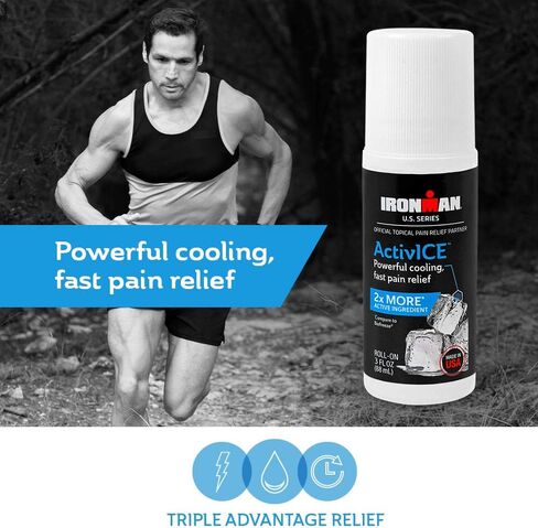 Curad IRONMAN ActivICE Roll-On Cooling Gel, Topical Pain Relief for Arthritis, Joint, Muscle, Back & Body Aches & Pain, 3 oz (1 count) in Saudi Arabia