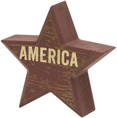 Distressed Patriotic Star Blocks Tabletop Decor | 3 Pc Tied Bundle | Red,White,Blue | 4 inch Real Wood in Saudi Arabia