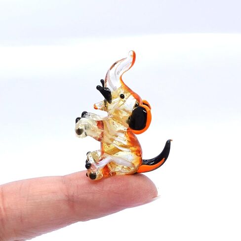 Elephant Tiny Micro Figurines Hand Blown Glass Art Animals Collectible Gift Home Décor, Sit (Amber) in Saudi Arabia