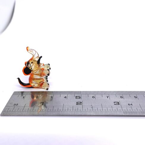 Elephant Tiny Micro Figurines Hand Blown Glass Art Animals Collectible Gift Home Décor, Sit (Amber) in Saudi Arabia