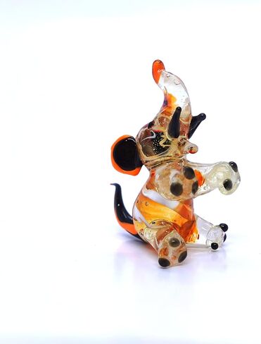 Elephant Tiny Micro Figurines Hand Blown Glass Art Animals Collectible Gift Home Décor, Sit (Amber) in Saudi Arabia