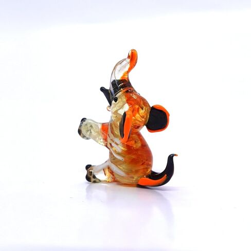 Elephant Tiny Micro Figurines Hand Blown Glass Art Animals Collectible Gift Home Décor, Sit (Amber) in Saudi Arabia