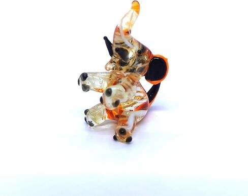Elephant Tiny Micro Figurines Hand Blown Glass Art Animals Collectible Gift Home Décor, Sit (Amber) in Saudi Arabia