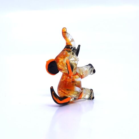 Elephant Tiny Micro Figurines Hand Blown Glass Art Animals Collectible Gift Home Décor, Sit (Amber) in Saudi Arabia