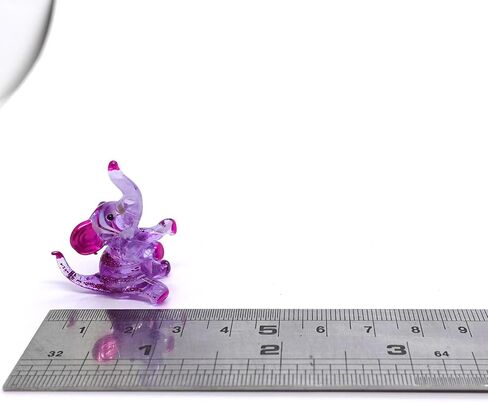 Elephant Tiny Micro Figurines Hand Blown Glass Art Animals Collectible Gift Home Décor, Sit (Amber) in Saudi Arabia