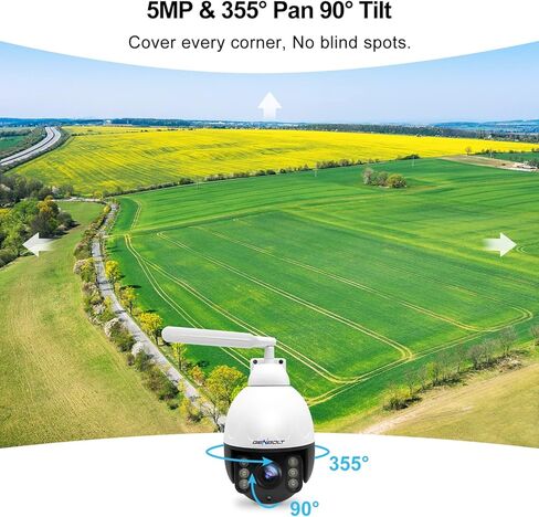 كاميرا مراقبة خارجية 3G/4G LTE PTZ من جينبولت، 2.5K، تكبير بصري 9X، كاميرا مراقبة اي بي او اي سي سي تي في مع شريحة اتصال، ضوء كاشف 5MP رؤية ليلية وصفارة انذار وانذار تلقائي وتتبع البشر [تيار مستمر in Kuwait