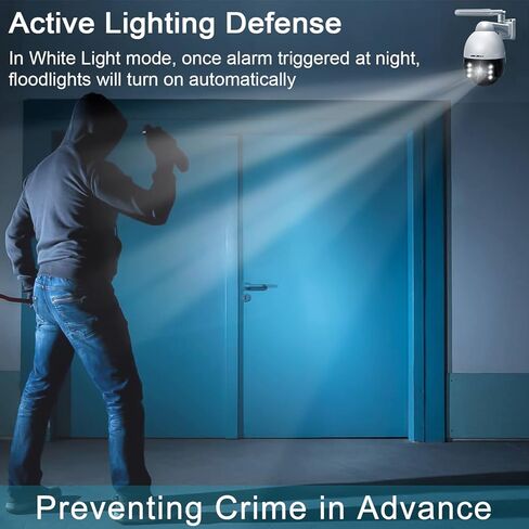 كاميرا مراقبة خارجية 3G/4G LTE PTZ من جينبولت، 2.5K، تكبير بصري 9X، كاميرا مراقبة اي بي او اي سي سي تي في مع شريحة اتصال، ضوء كاشف 5MP رؤية ليلية وصفارة انذار وانذار تلقائي وتتبع البشر [تيار مستمر in Kuwait